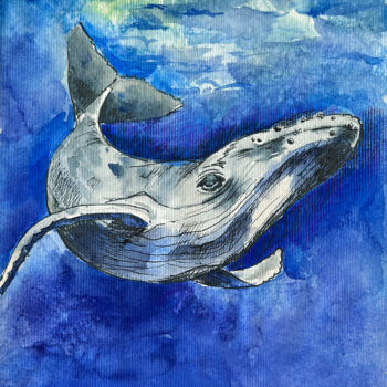 绘画 标题为“Whale” 由Tetiana Zelinska, 原创艺术品, 水彩