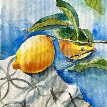 Ζωγραφική με τίτλο "lemon" από Tetiana Zelinska, Αυθεντικά έργα τέχνης, Ακουαρέλα