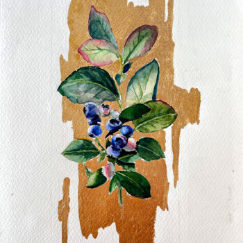 Painting titled "Blueberry" by Tetiana Zelinska, Original Artwork, Watercolor