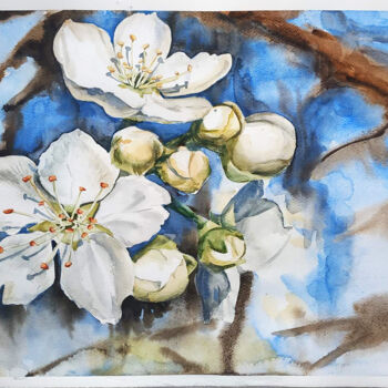 Pittura intitolato "Blossom" da Tetiana Zelinska, Opera d'arte originale, Acquarello