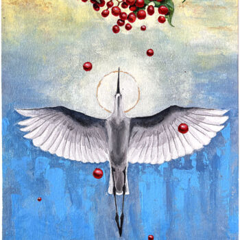 Painting titled "Bird" by Tetiana Zelinska, Original Artwork, Acrylic