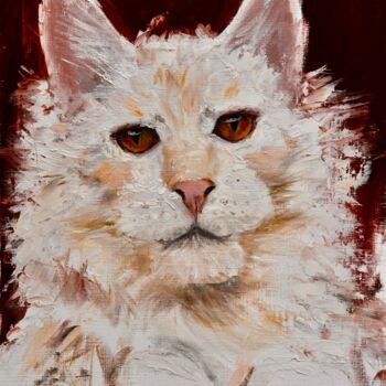 Painting titled "Le chat" by Tetiana Zheida, Original Artwork, Oil