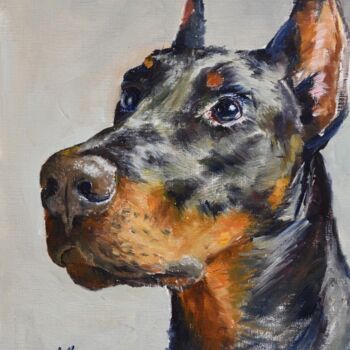 Painting titled "Le chien" by Tetiana Zheida, Original Artwork, Oil