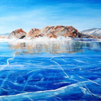 Peinture intitulée "Le lac gelé" par Tetiana Zheida, Œuvre d'art originale, Acrylique