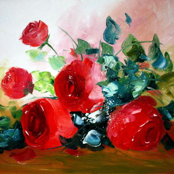 Картина под названием "rozen" - Tetiana Gorbachenko, Подлинное произведение искусства, Масло
