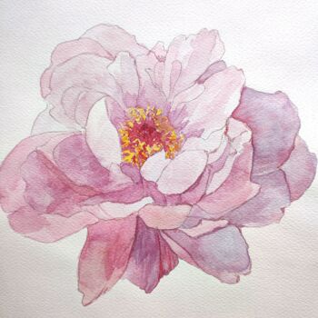 Painting titled "Peony flower" by Tetyana Levchuk, Original Artwork, Watercolor