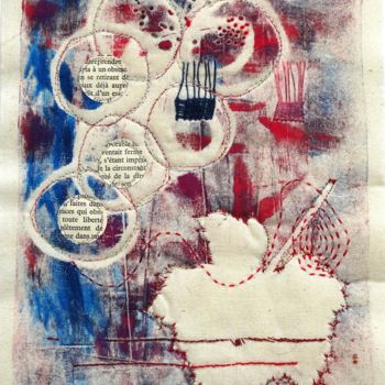 Collages intitulée "Vendanges" par Martine Brion, Œuvre d'art originale