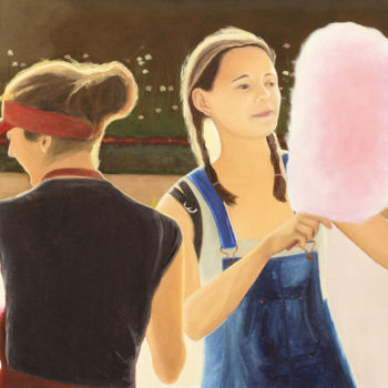 Malerei mit dem Titel "Girl with candy flo…" von Tudor Gafton, Original-Kunstwerk, Öl