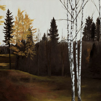 Painting titled "November" by Tudor Gafton, Original Artwork, Oil Mounted on Wood Stretcher frame