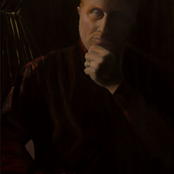 Malarstwo zatytułowany „Self-portrait 1” autorstwa Tudor Gafton, Oryginalna praca, Olej Zamontowany na Drewniana rama noszy