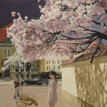 Pintura titulada "Magnolia 2" por Tudor Gafton, Obra de arte original, Oleo