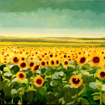 Pintura titulada "Sunflowers 1" por Tudor Gafton, Obra de arte original, Oleo Montado en Bastidor de camilla de madera