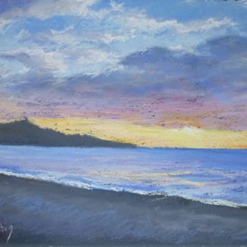 Drawing titled "lever-de-soleil-dec…" by Th. Hutin, Original Artwork, Pastel