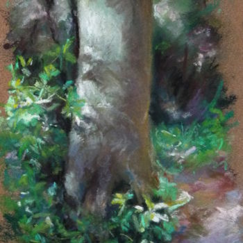 Рисунок под названием "au-pied-de-l-arbre-" - Th. Hutin, Подлинное произведение искусства, Пастель