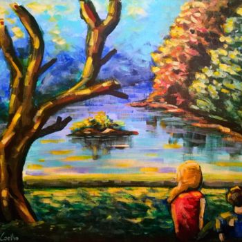 Painting titled "Central Park" by Thaís Coelho, Original Artwork, Acrylic