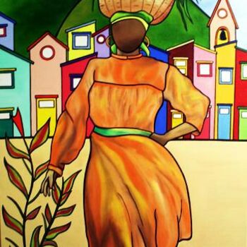 Pintura intitulada "NEGRITUDE DO CAMPO" por Thaís Gomez "Arte Tropical", Obras de arte originais