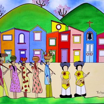 Painting titled "MIGRANTES" by Thaís Gomez "Arte Tropical", Original Artwork