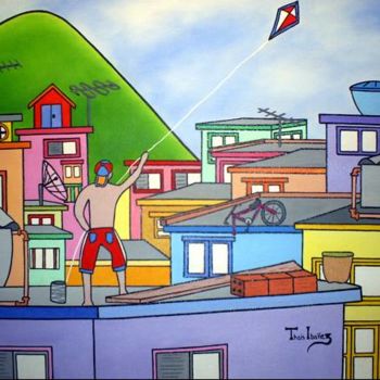 Malerei mit dem Titel "Lajes da Periferia" von Thaís Gomez "Arte Tropical", Original-Kunstwerk, Öl