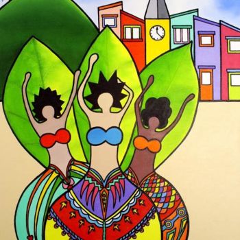 Painting titled "GINGADO DAS MENINAS" by Thaís Gomez "Arte Tropical", Original Artwork