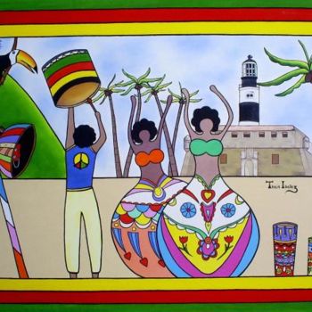 Painting titled "RITMO BAIANO" by Thaís Gomez "Arte Tropical", Original Artwork