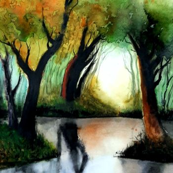 Painting titled "In the jungle" by Himanshu Thalyari, Original Artwork, Watercolor