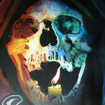 Pintura titulada "Double light skull" por Legna, Obra de arte original, Acrílico