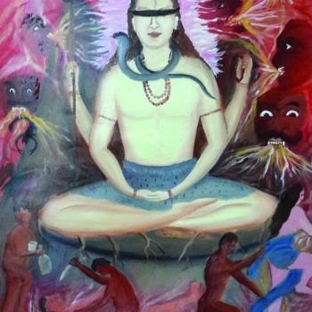 Painting titled "manishada-gods-own-…" by Dileep Kumar, Original Artwork