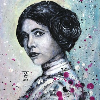 Painting titled "Princess Leia" by Thao, Original Artwork, Acrylic