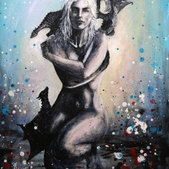 Malerei mit dem Titel "Mother of Dragons -…" von Thao, Original-Kunstwerk, Acryl
