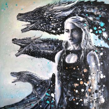 Malerei mit dem Titel "Mother of dragons -…" von Thao, Original-Kunstwerk, Acryl