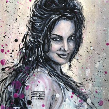 Peinture intitulée "Angelina Jolie" par Thao, Œuvre d'art originale, Acrylique