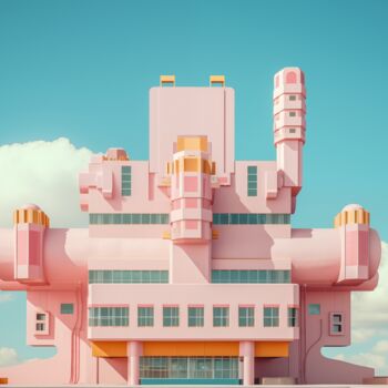"Pink Facade A" başlıklı Dijital Sanat Thapsus tarafından, Orijinal sanat, AI tarafından oluşturulan görüntü