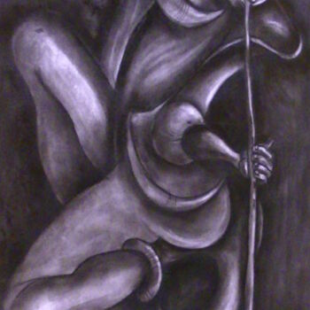Рисунок под названием "African Jazz Musici…" - Thato Mokhali, Подлинное произведение искусства, Древесный уголь