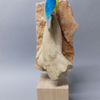 Sculpture intitulée "mésange au chiffon" par Jean-Pierre Thaurenne, Œuvre d'art originale, Pierre
