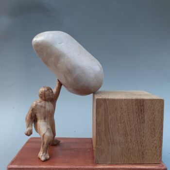 Скульптура под названием "Equilibre" - Jean-Pierre Thaurenne, Подлинное произведение искусства, Дерево
