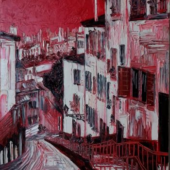 Painting titled "VIEUX LYON" by Thierry Chanal, Original Artwork, Oil