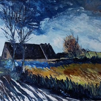 Painting titled "MAISONS DE CAMPAGNE" by Thierry Chanal, Original Artwork, Oil