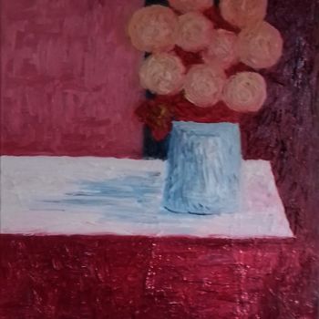 Painting titled "COMPOSITION ROUGE" by Thierry Chanal, Original Artwork, Oil