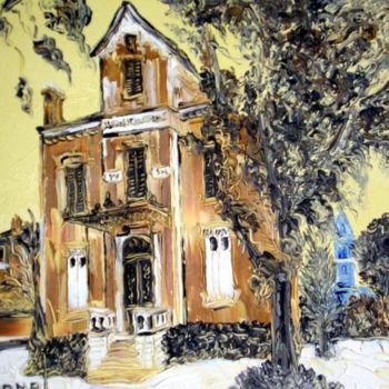 Painting titled "MAIRIE EGLISE  ECUL…" by Thierry Chanal, Original Artwork