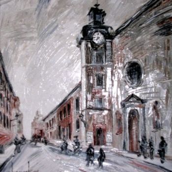Painting titled "EGLISE ST DENIS CRO…" by Thierry Chanal, Original Artwork, Oil