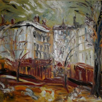 Painting titled "CROIX ROUSSE - LYON" by Thierry Chanal, Original Artwork, Oil