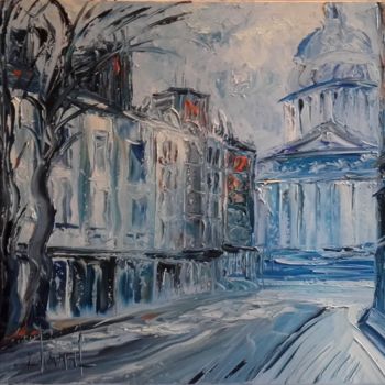Painting titled "LE PANTHEON 1 (bleu)" by Thierry Chanal, Original Artwork, Oil