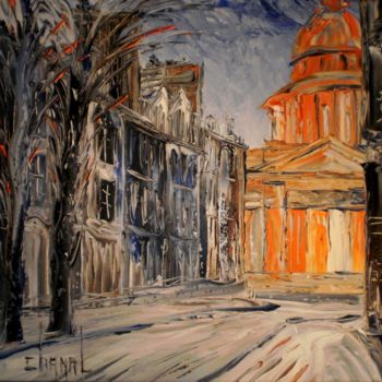 Painting titled "LE PANTHEON 2 (jaun…" by Thierry Chanal, Original Artwork, Oil