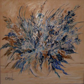 Painting titled "BOUQUET CARRE" by Thierry Chanal, Original Artwork, Oil
