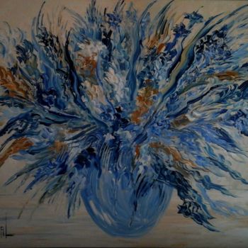 Painting titled "GRAND BOUQUET VASE…" by Thierry Chanal, Original Artwork, Oil