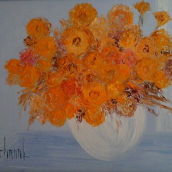 Painting titled "BOUQUET JAUNE" by Thierry Chanal, Original Artwork, Oil