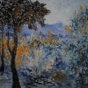 Painting titled "PAYSAGE IMPRESSIONN…" by Thierry Chanal, Original Artwork, Oil