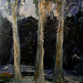 Painting titled "TROIS ARBRES" by Thierry Chanal, Original Artwork, Oil