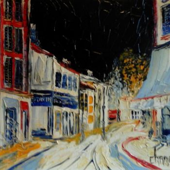 Painting titled "RUE DE VILLAGE" by Thierry Chanal, Original Artwork, Oil