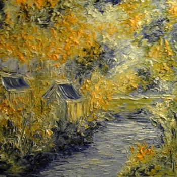 Painting titled "LA RIVIERE" by Thierry Chanal, Original Artwork, Oil